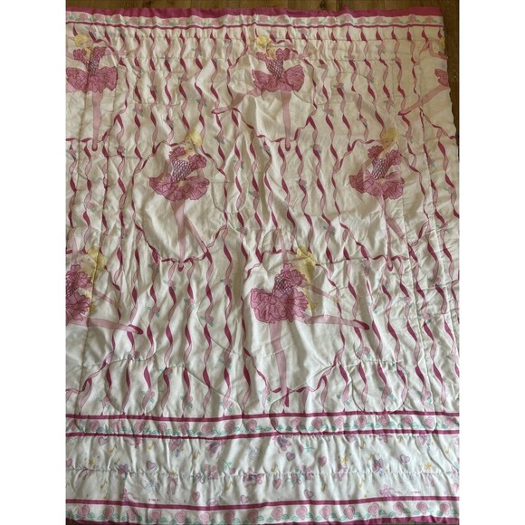 Barbie 1995 Vintage Twin Comforter Blanket Pink Princess Ballerina - Picture 2 of 11
